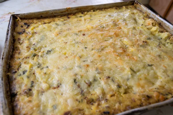 Closeup Shot Potato Moussaka Ground Meat — Zdjęcie stockowe