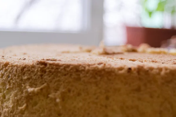 Close Delicioso Bolo Esponja Cozido Forno Caseiro — Fotografia de Stock