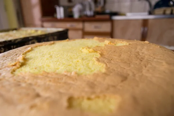 Gros Plan Délicieux Gâteau Éponge Fraîche Maison — Photo