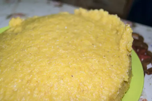 Close Delicious Homemade Corn Porriage — Stockfoto