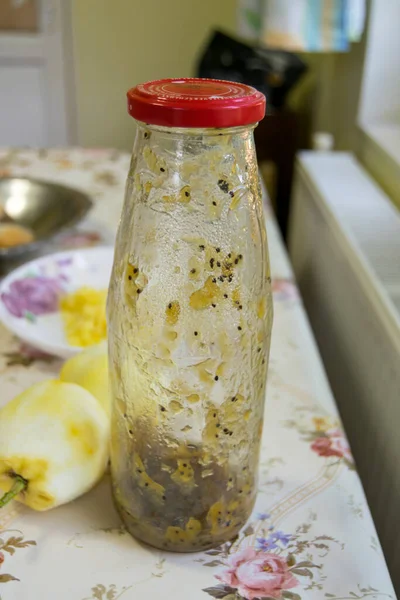 Glass Dirty Bottle Sauce Table — Photo