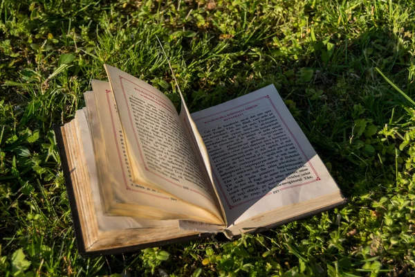 Gros Plan Livre Prières Dans Herbe Verte Images De Stock Libres De Droits