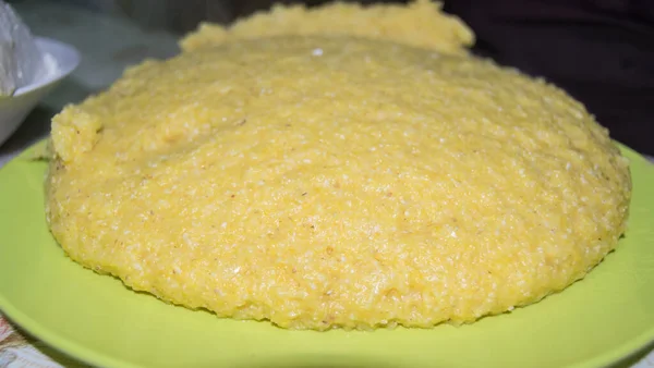 Close Delicious Homemade Corn Porriage — Stok fotoğraf