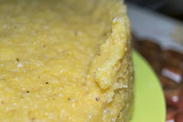 Close Delicious Homemade Corn Porriage — Stok fotoğraf