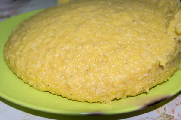 Close Delicious Homemade Corn Porriage — Stok fotoğraf