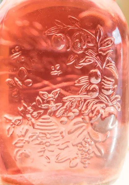 Pot Verre Avec Liquide Rose Vue Rapprochée — Photo