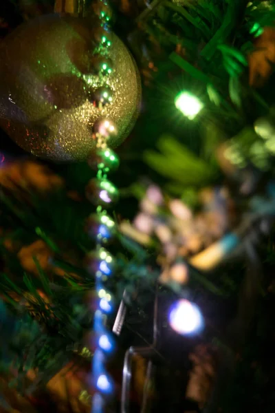 Fondo Luces Navidad Con Árbol Artificial — Foto de Stock