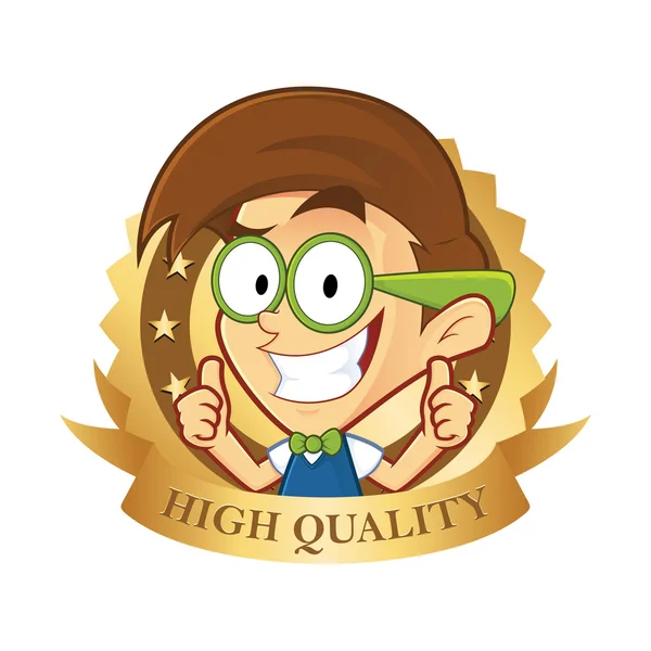 Nerd geek with guarantee icon — Stock Vector