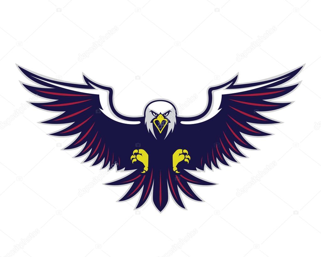 Clipart picture of a flying eagle cartoon mascot logo character