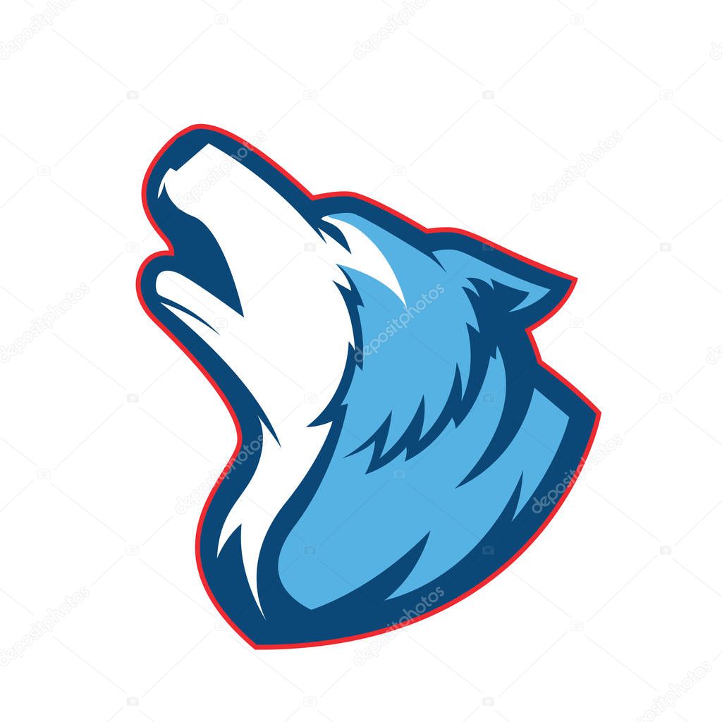Clipart picture of a howling wolf cartoon mascot logo character