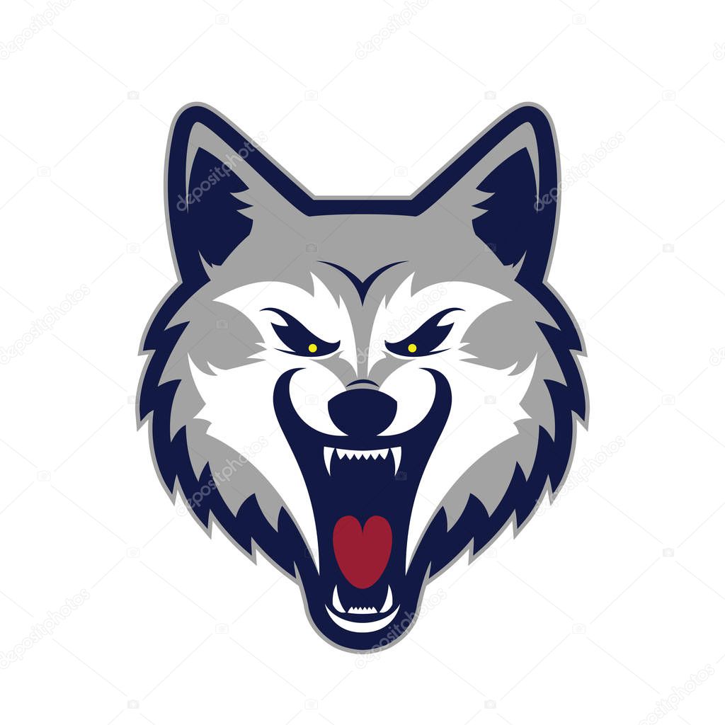 Clipart picture of a wolf head cartoon mascot logo character