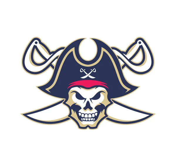 Cráneo pirata mascota — Vector de stock