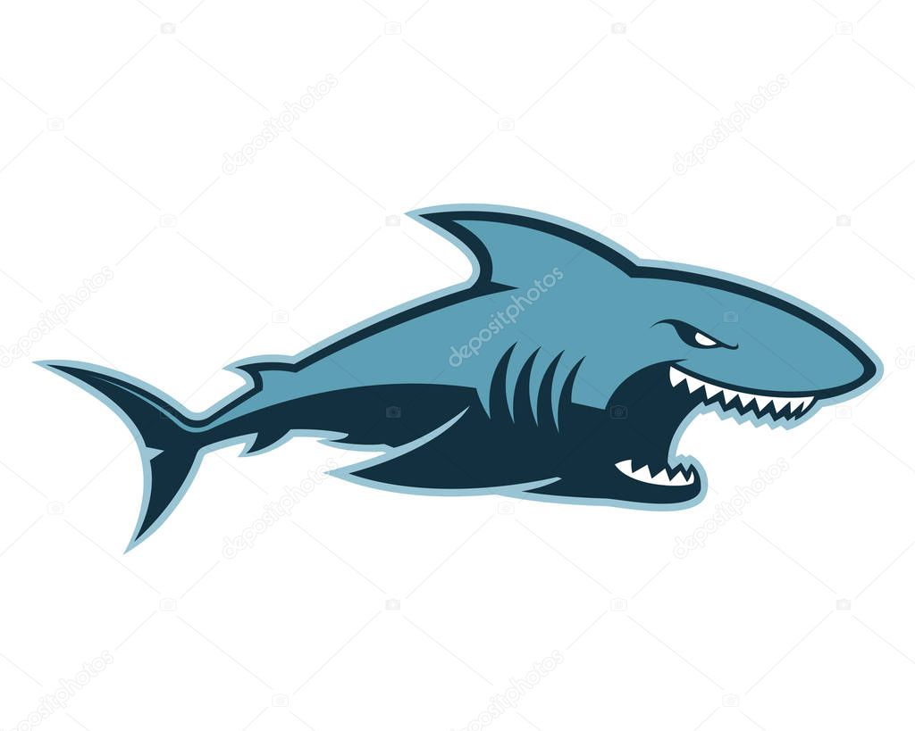 Clipart picture of a shark cartoon mascot logo character