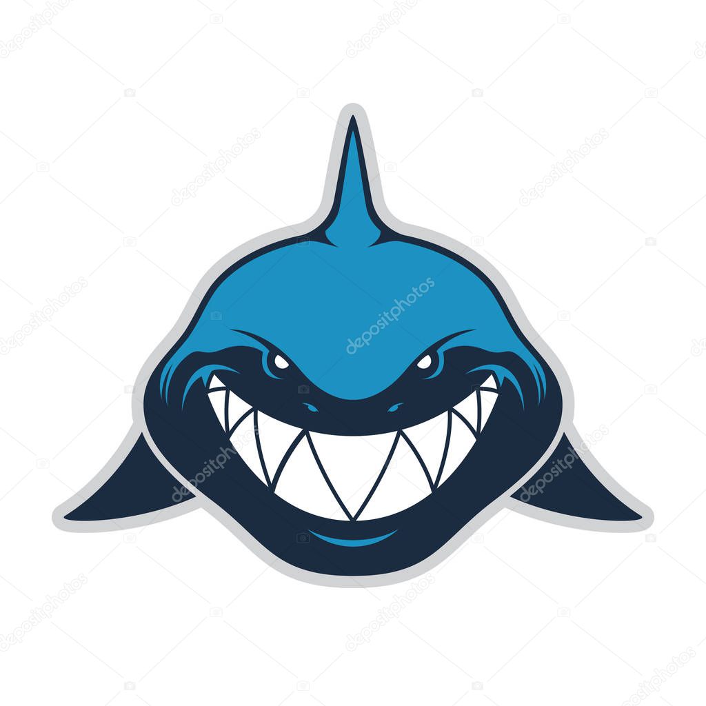 Clipart picture of a shark cartoon mascot logo character