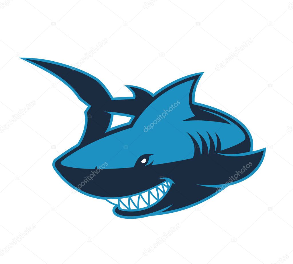 Clipart picture of a shark cartoon mascot logo character