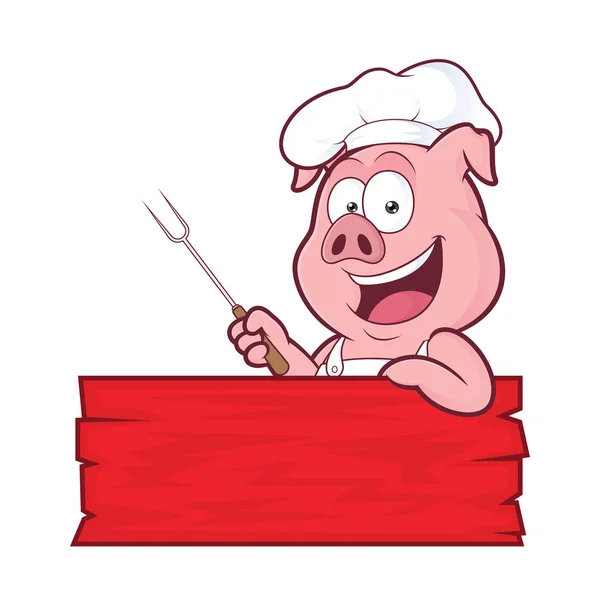 Pig BBQ chef — Stock Vector
