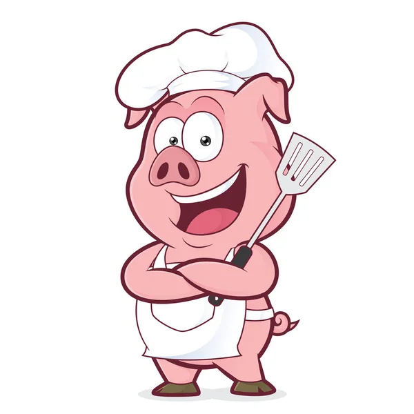 Pig chef holding a spatula — Stock Vector