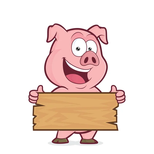 木の板を保持している豚 — ストックベクタ
