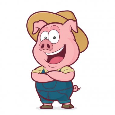 Domuz çiftçisi katlanmış elleriyle