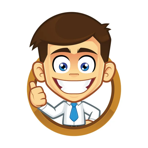 Businessman giving thumbs up in round frame — Stock Vector