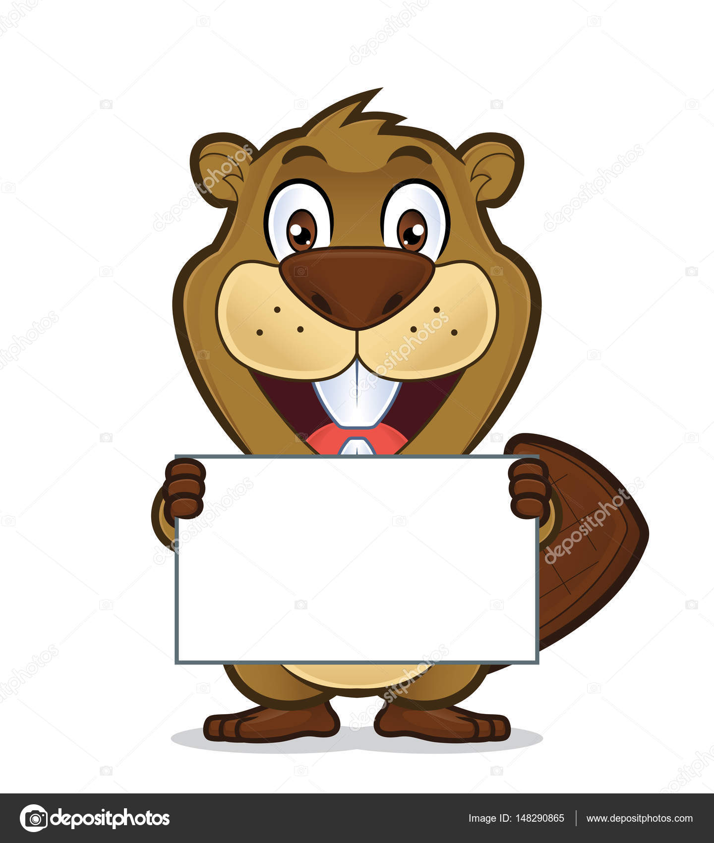 Beaver holding a blank sign Stock Vector Image by ©sundatoon #148290865