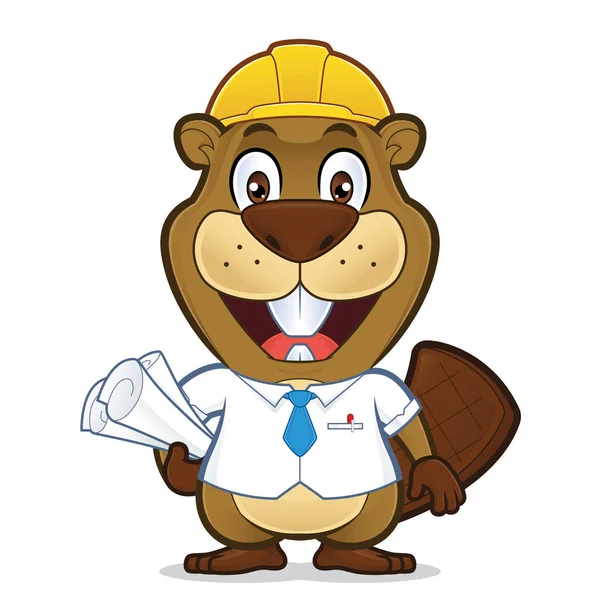 Smiling beaver architect — Stock Vector