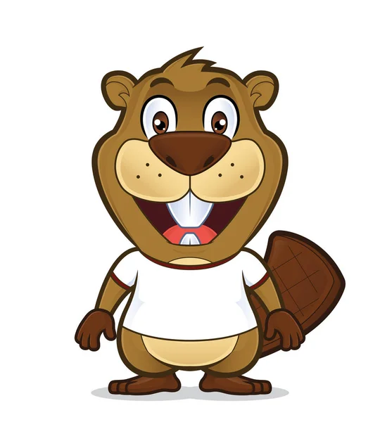Beaver wearing a white t shirt — Stock Vector