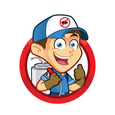 Exterminator or pest control in round frame clipart