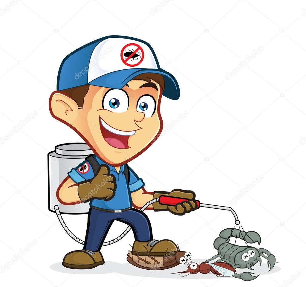 Exterminator or pest control with dying pest