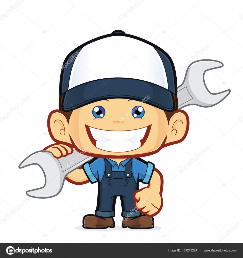 Mechanic holding a huge wrench Stock Vector Image by ©sundatoon #151213224