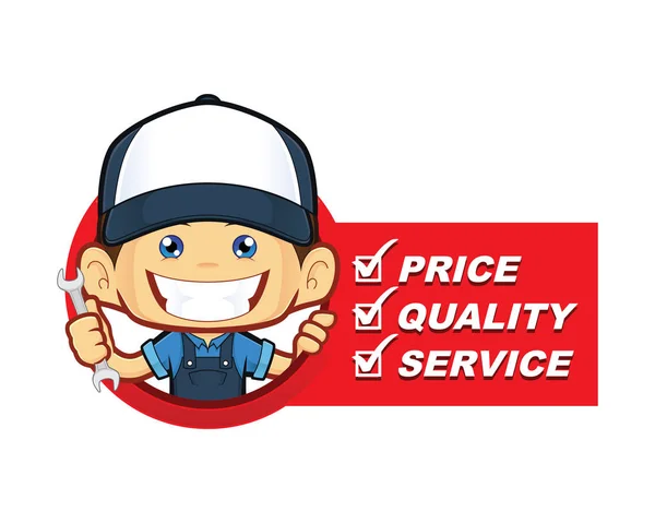 Mechanic with service list — Stock Vector