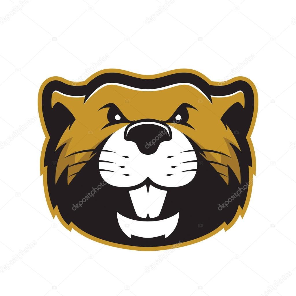Clipart picture of a beaver head cartoon mascot logo character