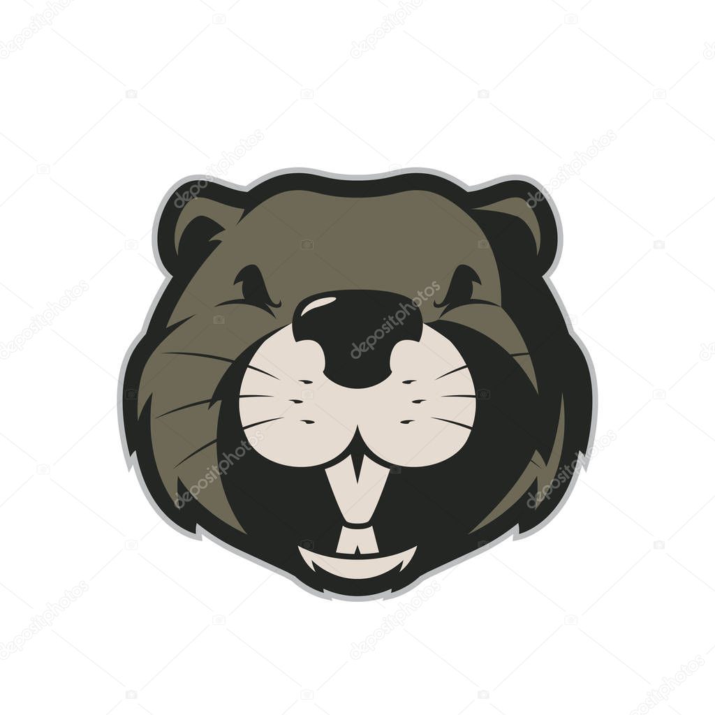 Clipart picture of a beaver head cartoon mascot logo character