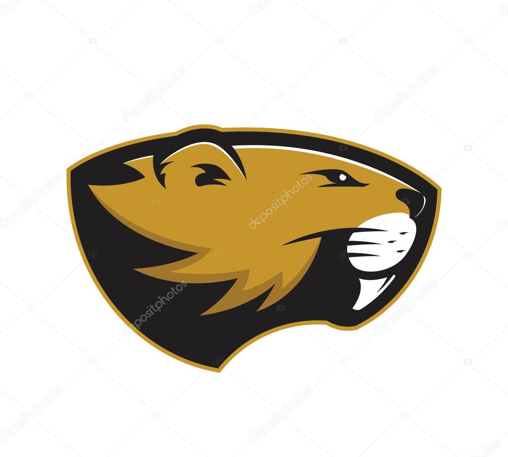 Clipart picture of a beaver head cartoon mascot logo character