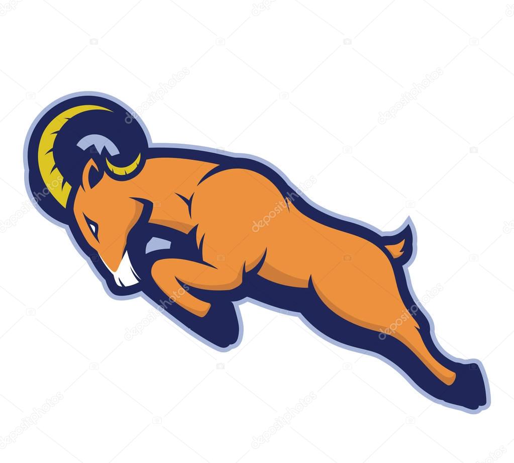 Clipart picture of a charging ram cartoon mascot logo character