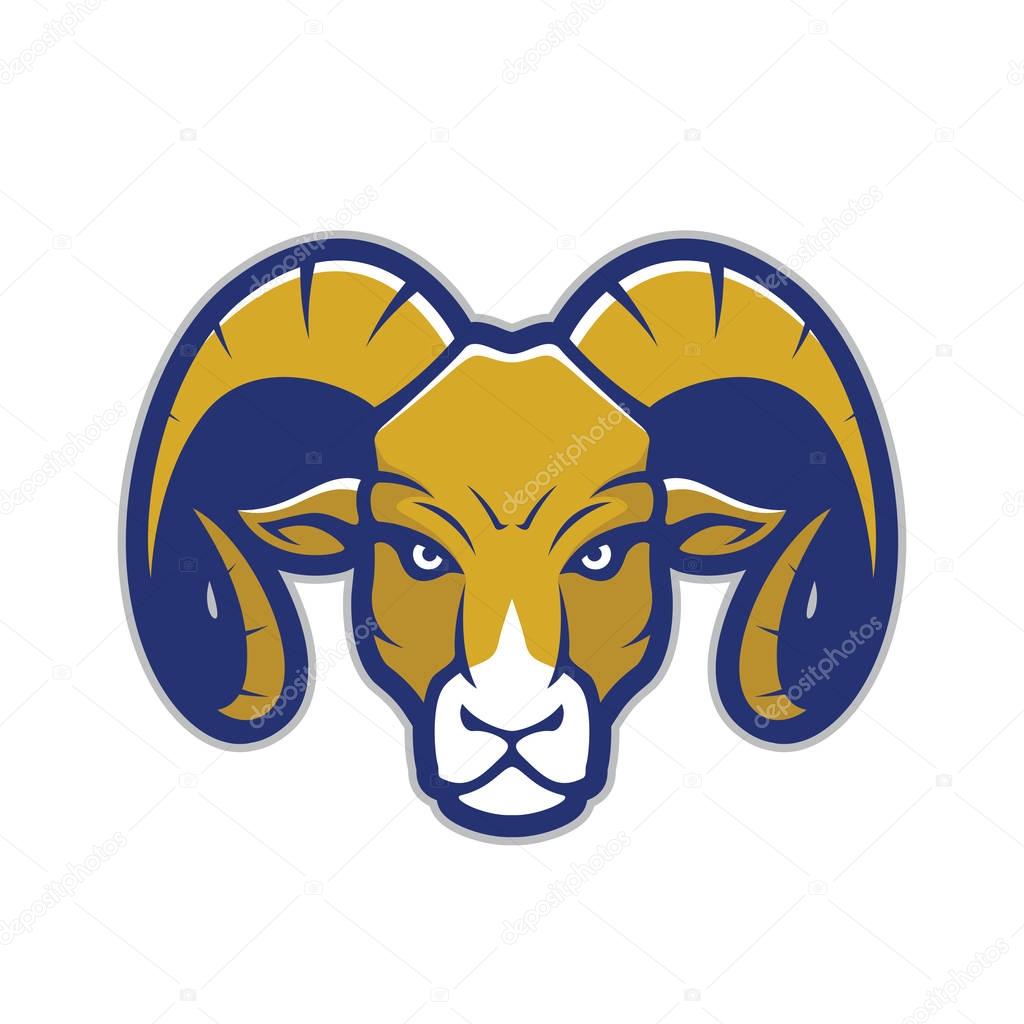 Clipart picture of a ram head cartoon mascot logo character