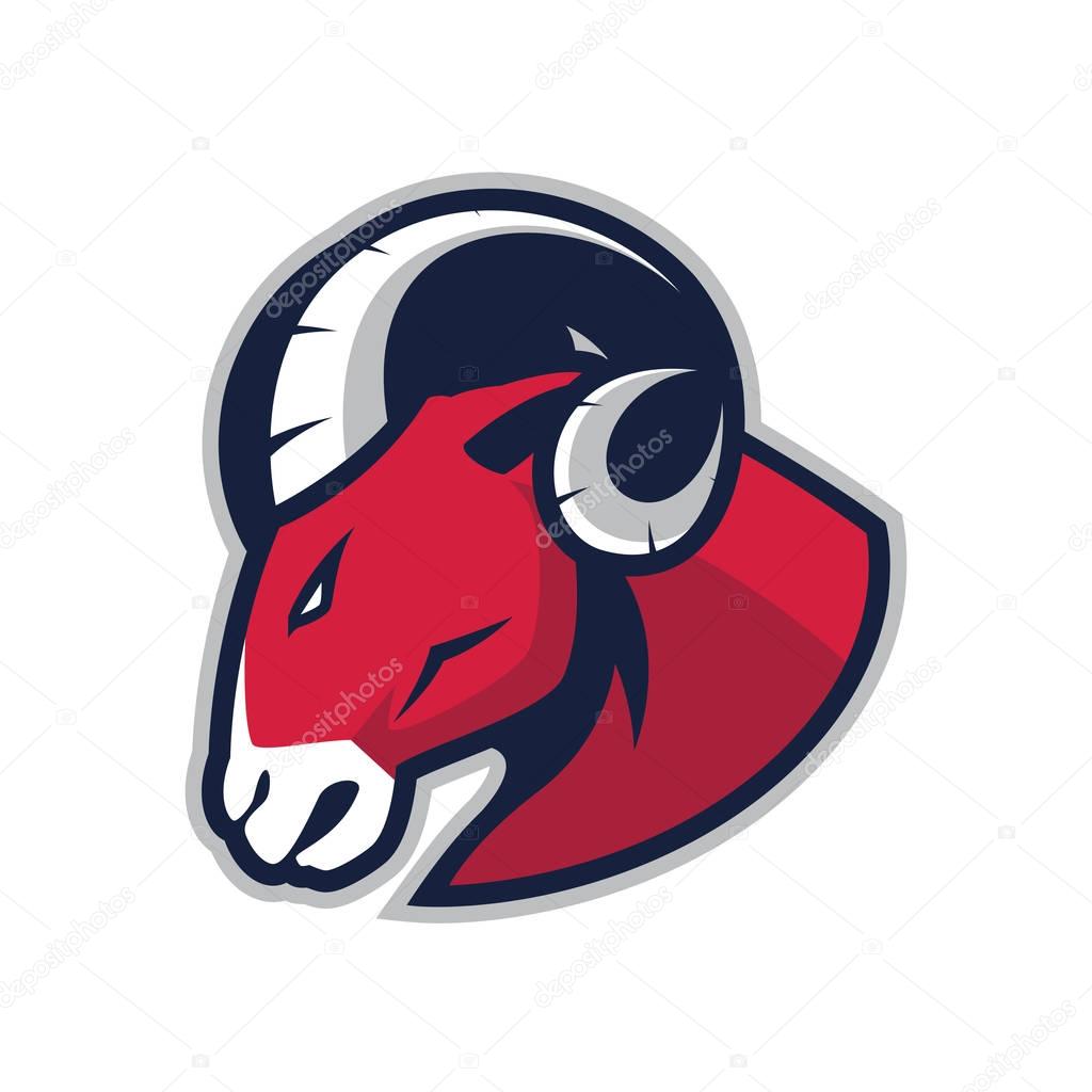 Clipart picture of a ram head cartoon mascot logo character