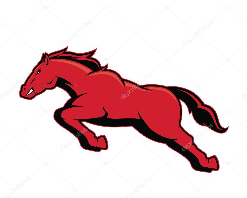Clipart picture of a running mustang horse cartoon mascot logo character