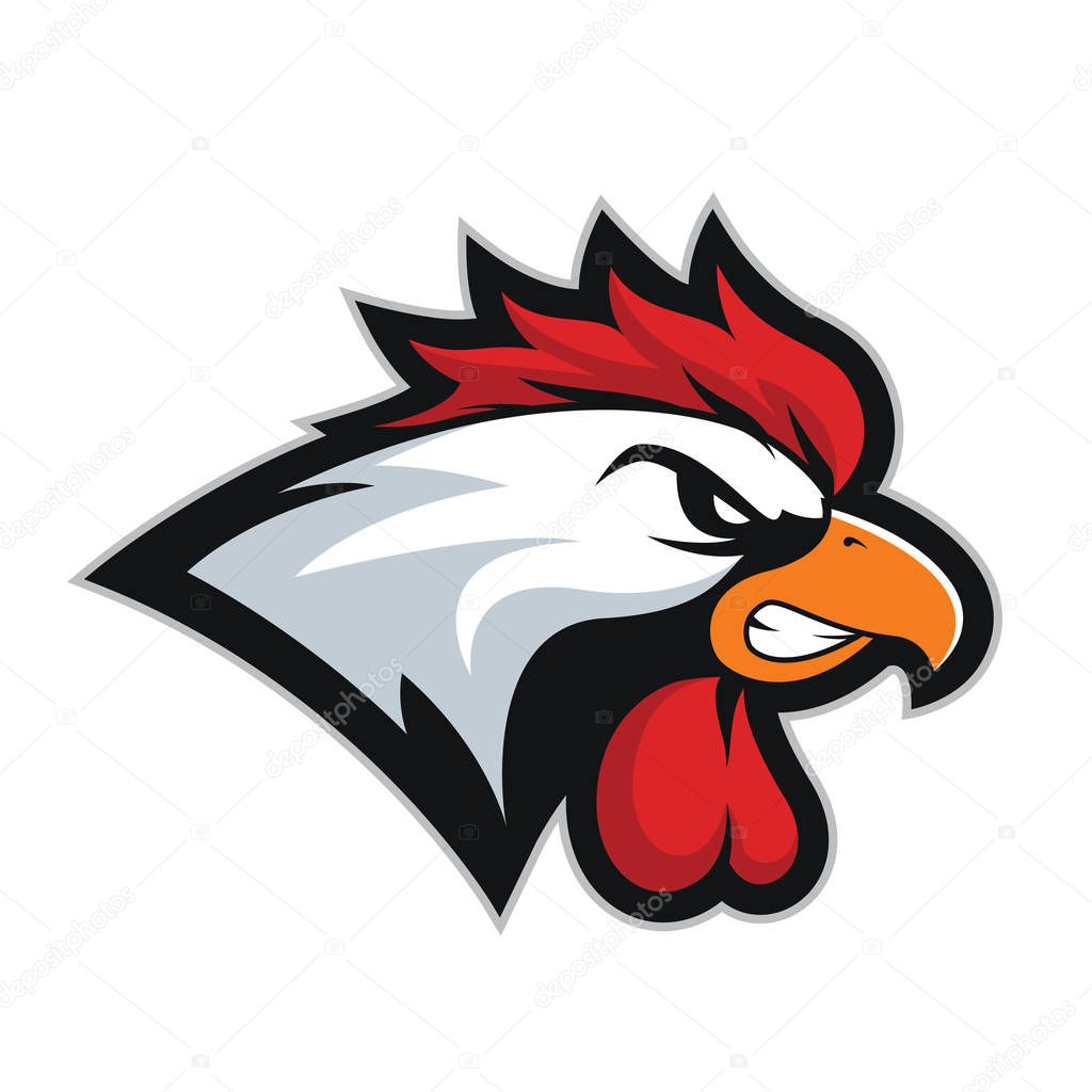 Clipart picture of a chicken rooster head cartoon mascot logo character