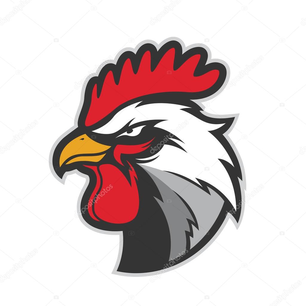 Clipart picture of a chicken rooster head cartoon mascot logo character