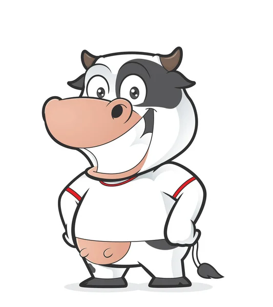 Mucca con una t-shirt bianca — Vettoriale Stock