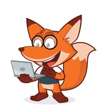 Holding bir dizüstü bilgisayar geek fox