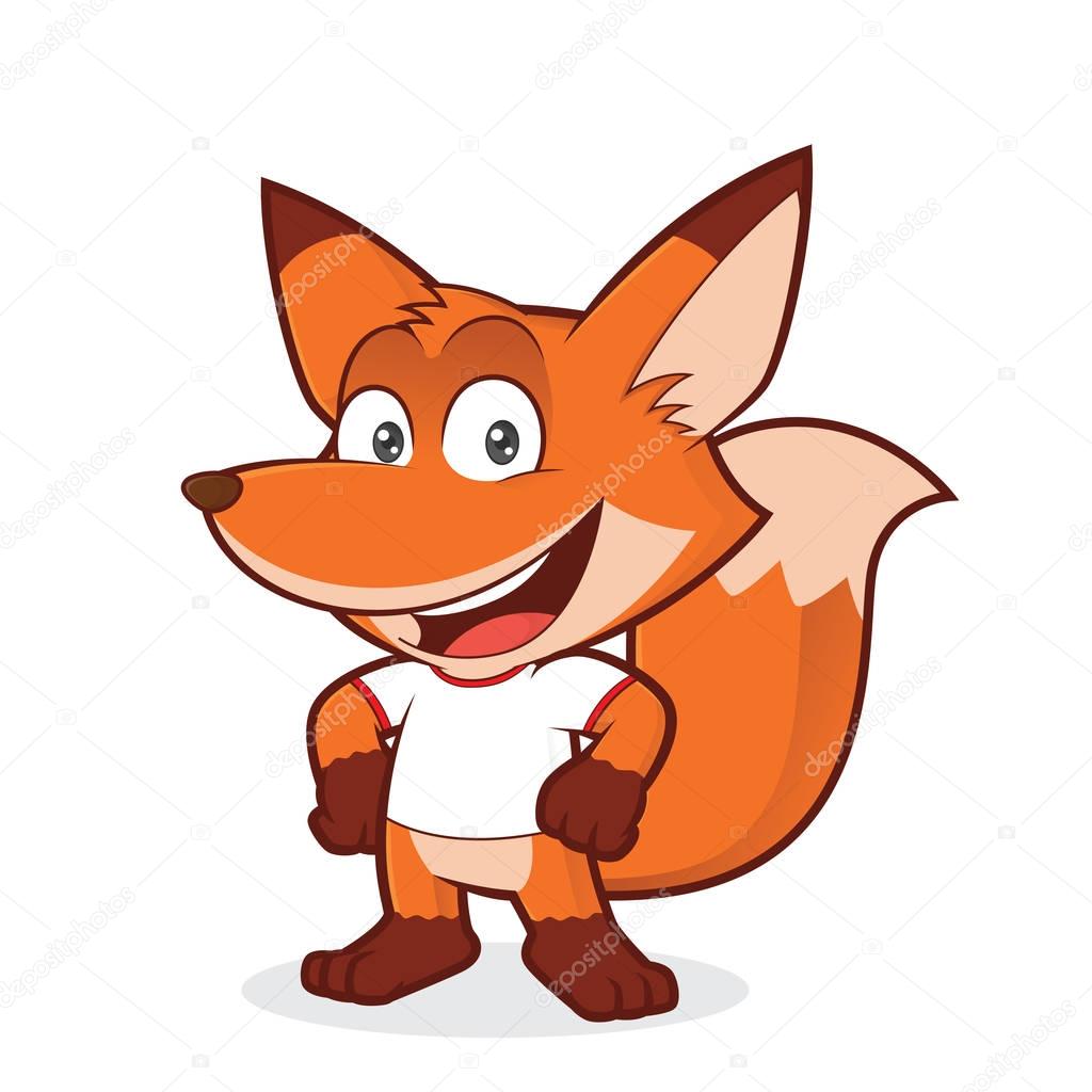 Clipart picture of a fox cartoon character wearing a white t shirt