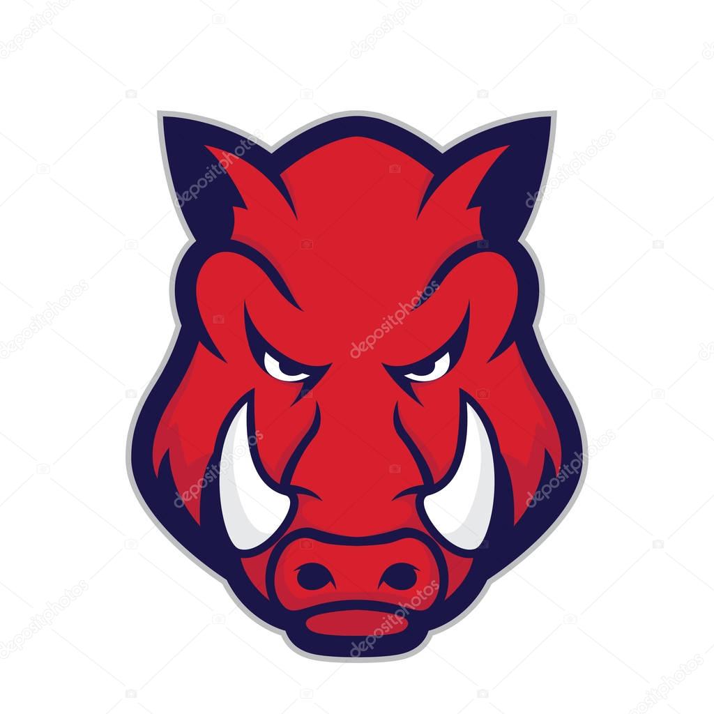 Clipart picture of a wild hog or boar head cartoon mascot logo character