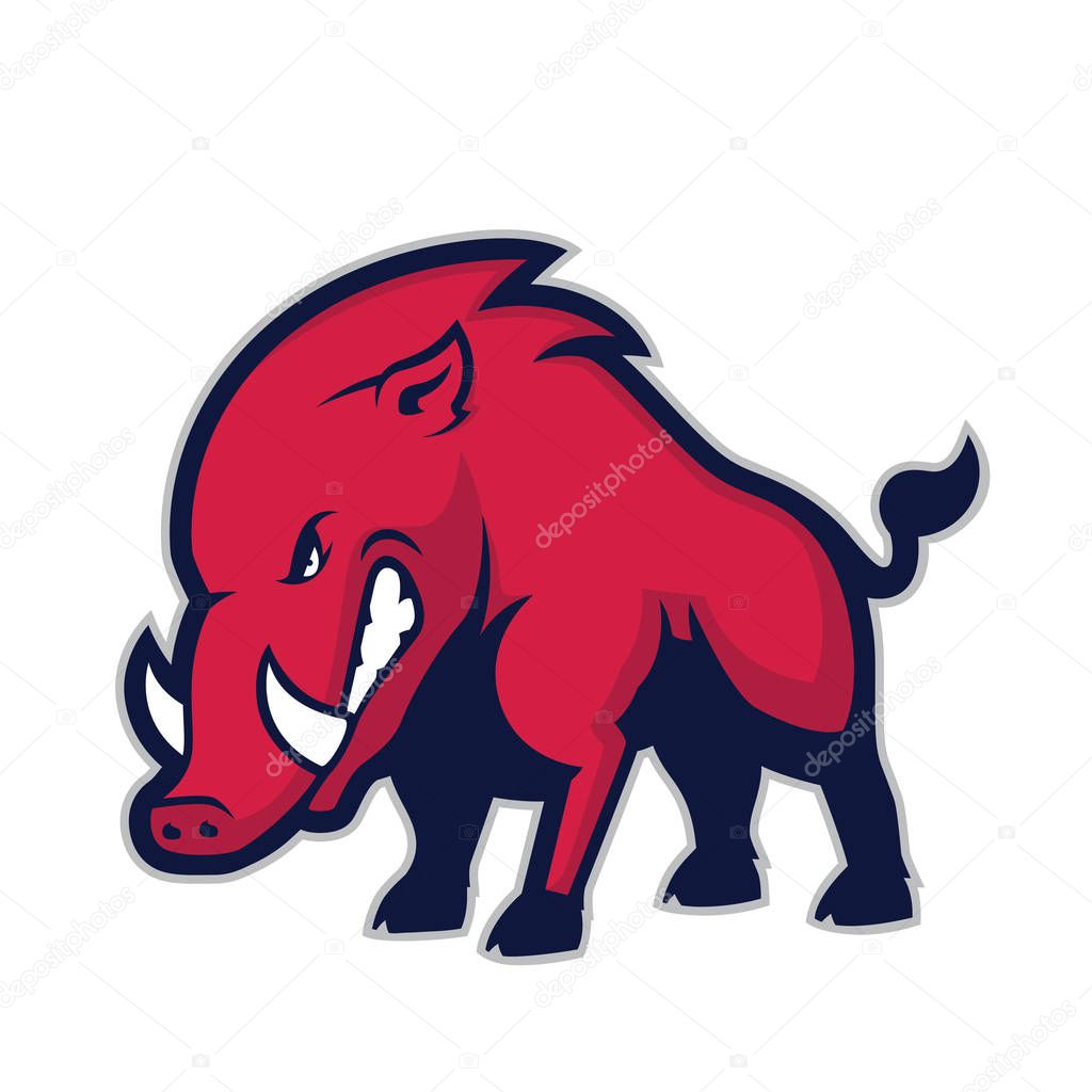 Clipart picture of a wild hog or boar cartoon mascot logo character