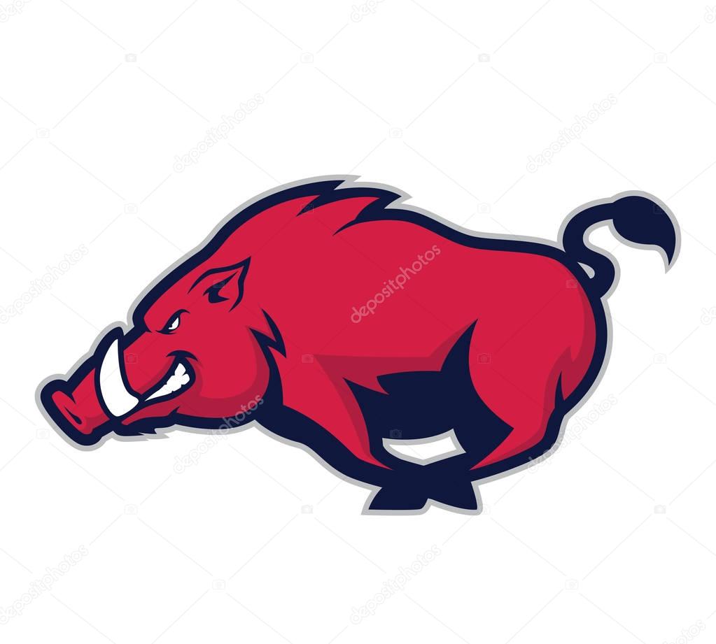 Clipart picture of a wild hog or boar cartoon mascot logo character