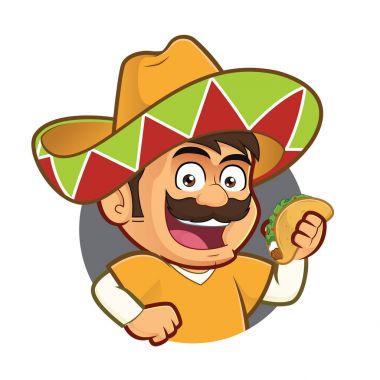 Meksika adam taco yuvarlak çerçevede holding