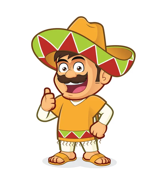 Mexicano dando pulgares arriba — Vector de stock