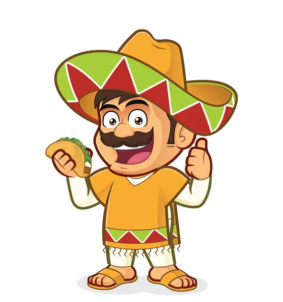 Mexicaanse man met een taco — Stockvector