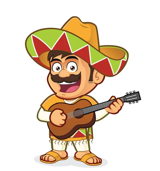 Mexican man playing guitar — Stock Vector